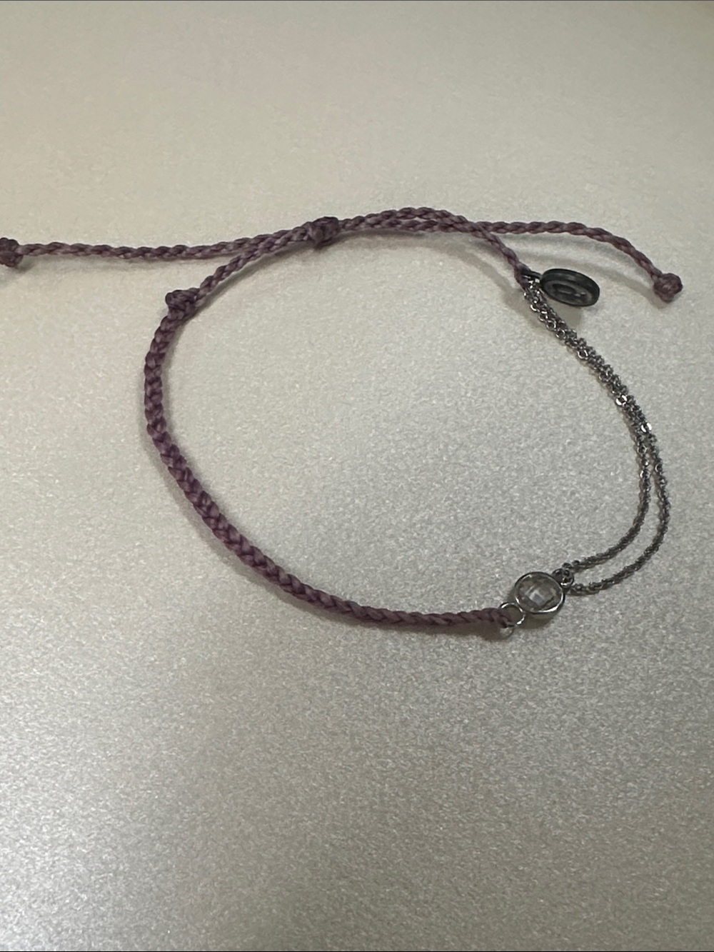 NWOT Pura Vida Lavender Braided Cord and Silver Chain Bracelet